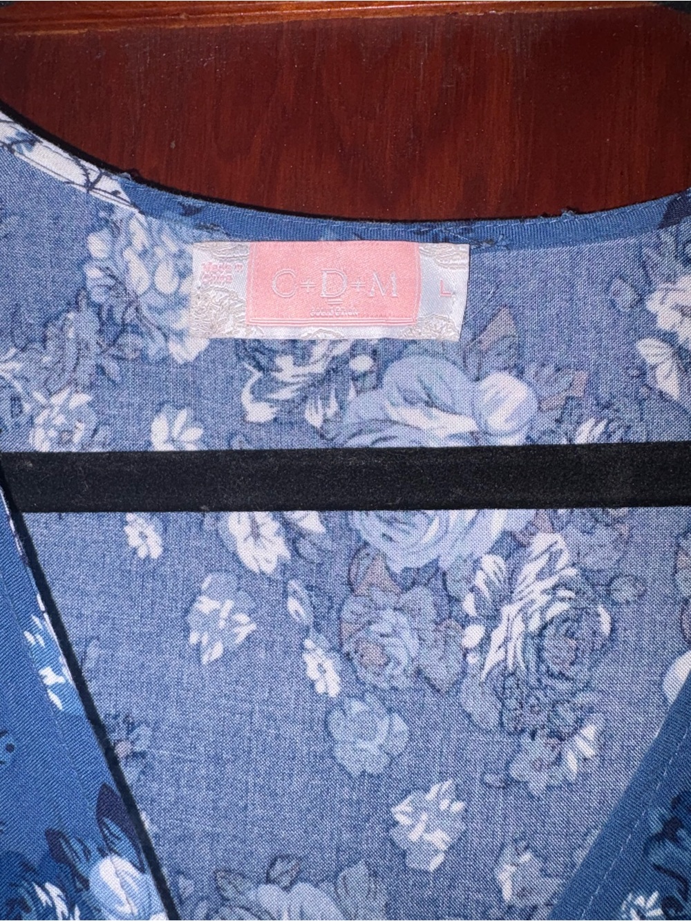 Blue Floral Maxi Dress with Lace Accents - Picture 3 of 3